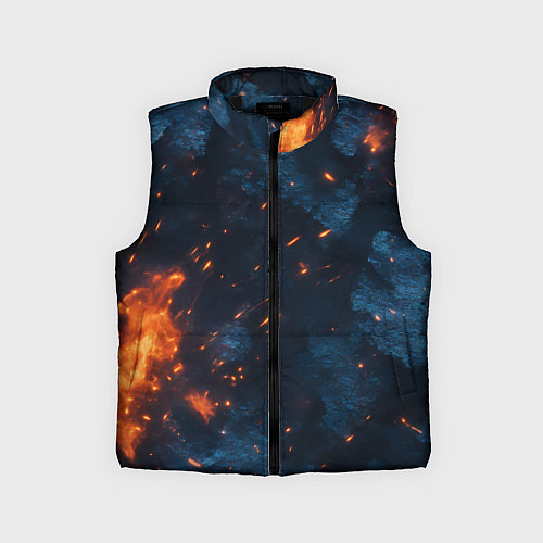 Детский жилет Синий камуфляж с искрами / 3D-Черный – фото 1