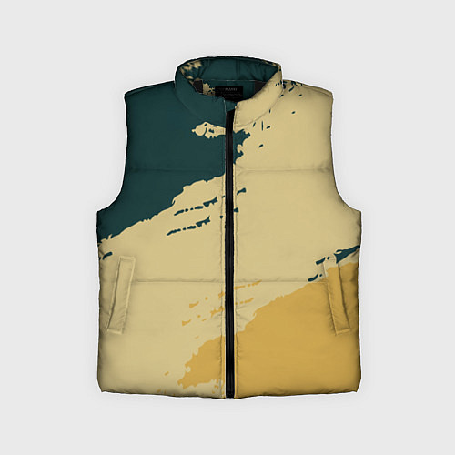 Детский жилет Желто-зеленые абстрактные полосы / 3D-Черный – фото 1