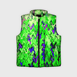 Детский жилет Ярко-зелёный стекающая абстаркция