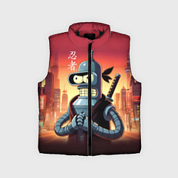 Детский жилет Крутой ниндзя Бендер в ночном городе, цвет: 3D-черный