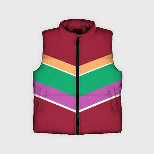 Детский жилет Тёмный красный с полосами / 3D-Черный – фото 1