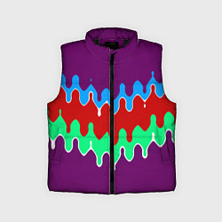 Детский жилет Фиолетовый с искажёнными абстрактными полосами, цвет: 3D-черный