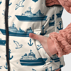 Детский жилет Морской паттерн из чаек, якорей и кораблей, цвет: 3D-черный — фото 2