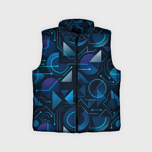 Детский жилет Футуристическая сине-фиолетовая абстракция с хакер / 3D-Черный – фото 1