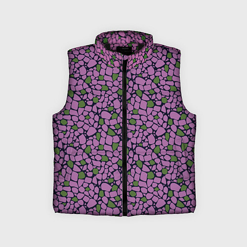 Детский жилет Мозаичный мелкий узор фиолетовый с зелеными вкрапл / 3D-Черный – фото 1
