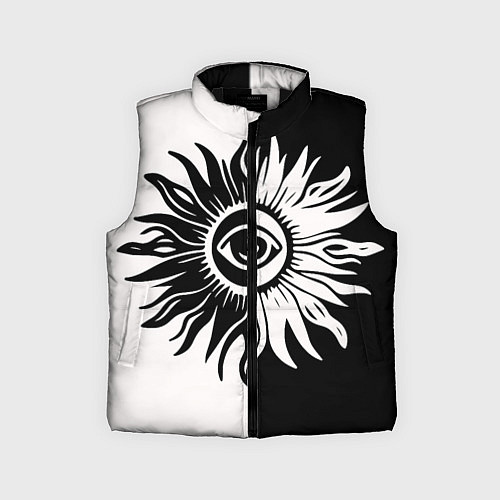 Детский жилет Солнце черно-белое / 3D-Черный – фото 1