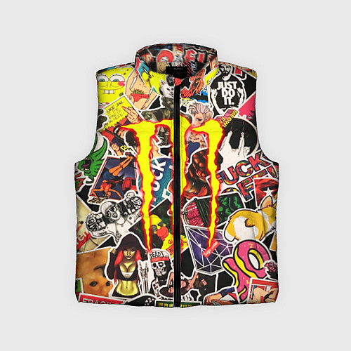 Детский жилет Monster energy stikers logo / 3D-Черный – фото 1