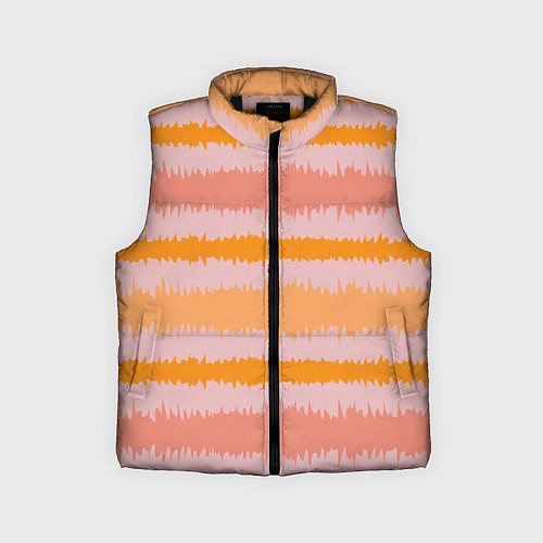 Детский жилет Полосы зигзагообразные оранжево-розовые / 3D-Черный – фото 1