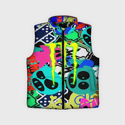 Детский жилет Monster energy стикеры / 3D-Черный – фото 1