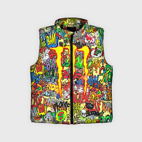 Детский жилет Monster energy sticker grafity / 3D-Черный – фото 1