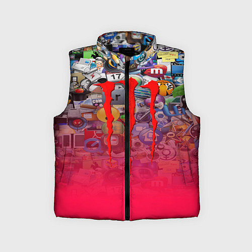 Детский жилет Monster energy social stiker / 3D-Черный – фото 1