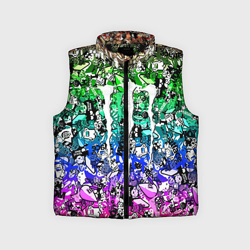 Детский жилет Monster energy стикеры / 3D-Черный – фото 1