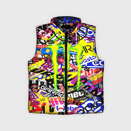 Детский жилет Monster energy бренды стикеры / 3D-Черный – фото 1