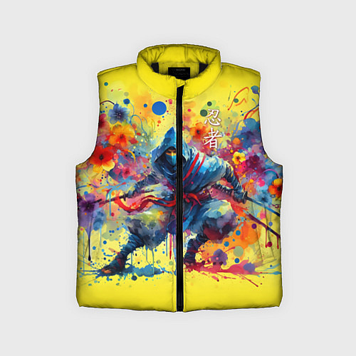 Детский жилет Japanese cool ninja - watercolor fantasy / 3D-Черный – фото 1