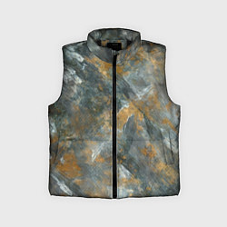 Детский жилет Абстракция - strokes of gold paint on a gray backg