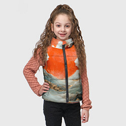 Детский жилет Японский пейзаж абстракция, цвет: 3D-черный — фото 2