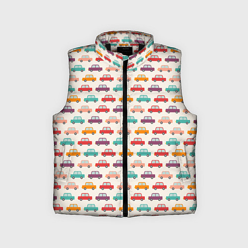 Детский жилет Цветные машинки паттерн / 3D-Черный – фото 1