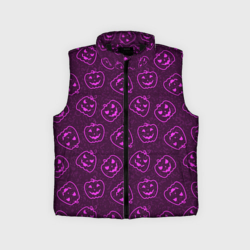 Детский жилет Halloween - паттерн с тыквами / 3D-Черный – фото 1