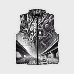 Детский жилет Art skull in metropolis - ai art fantasy, цвет: 3D-черный