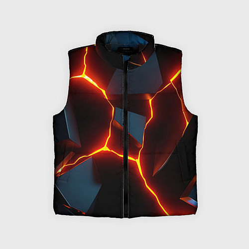 Детский жилет Трещины неоновые / 3D-Черный – фото 1
