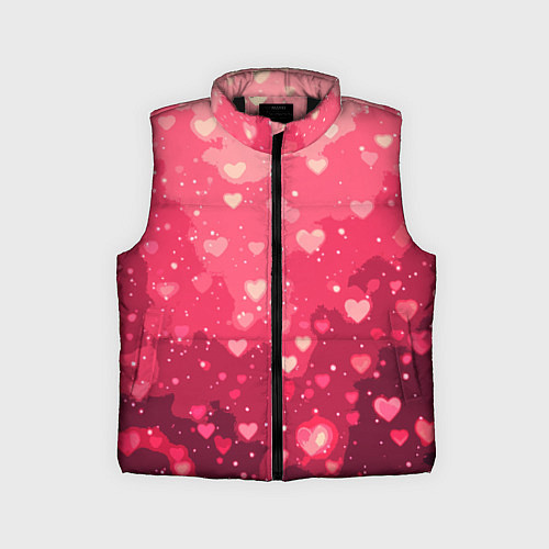 Детский жилет Розовый с сердечками паттерн / 3D-Черный – фото 1