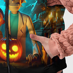 Детский жилет Morty and Rick with pumpkin - neon halloween, цвет: 3D-черный — фото 2