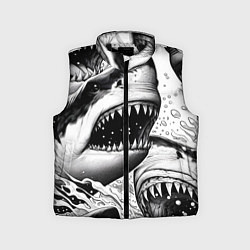 Детский жилет Белая акула - стая, цвет: 3D-черный