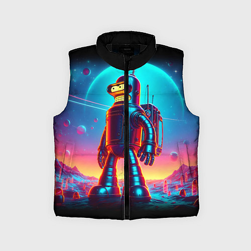 Детский жилет Космонавт Бендер на неоновой планете / 3D-Черный – фото 1