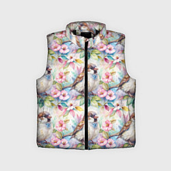 Детский жилет Воробей в ярких цветах паттерн