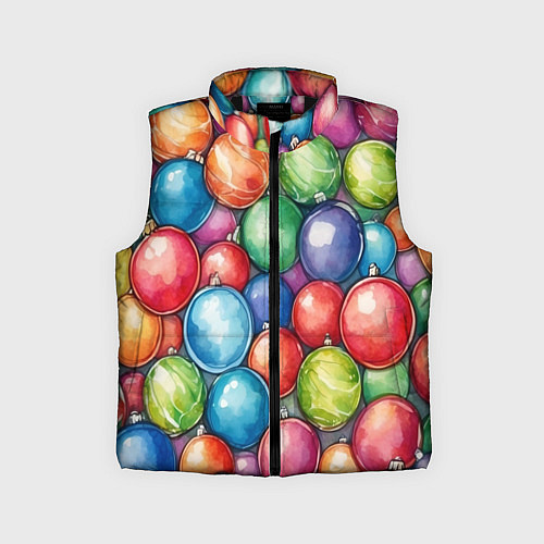 Детский жилет Россыпь новогодних шаров / 3D-Черный – фото 1