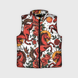 Детский жилет Красный конь в стиле татуировки