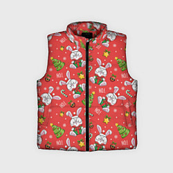 Детский жилет Новогодний паттерн с зайчиком