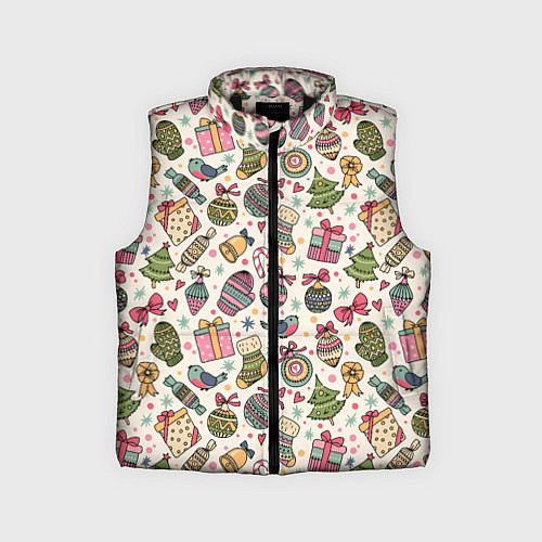 Детский жилет Новогодний паттерн / 3D-Черный – фото 1