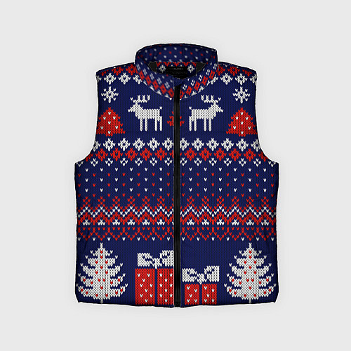 Детский жилет Новогодний вязаный паттерн / 3D-Черный – фото 1