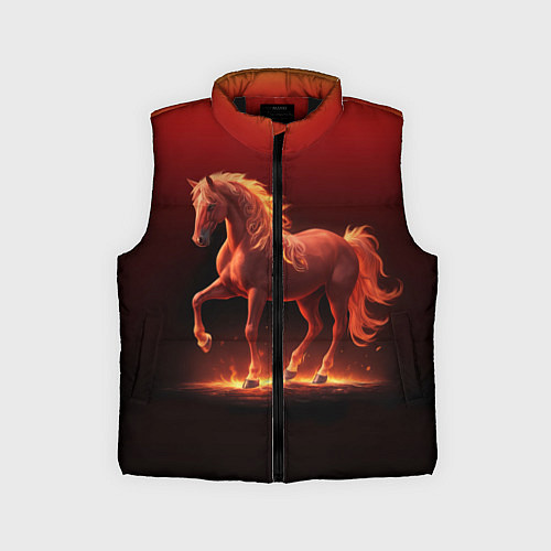 Детский жилет Узор с конем огнем / 3D-Черный – фото 1