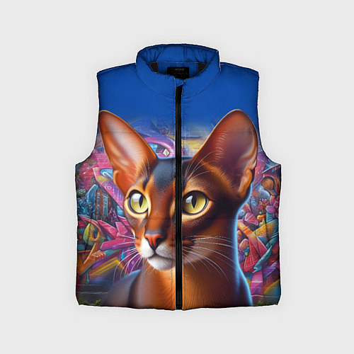 Детский жилет Абиссинка на фоне стены с граффити / 3D-Черный – фото 1