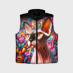 Детский жилет Sphynx on a graffiti background, цвет: 3D-черный