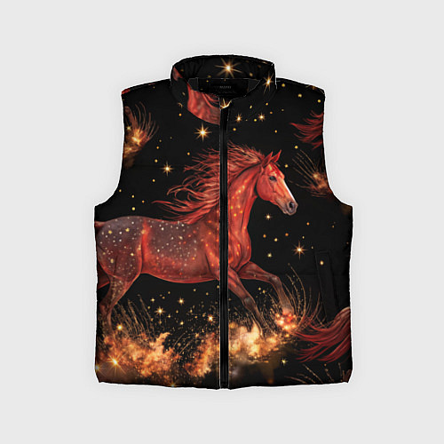 Детский жилет Огненные лошади - паттерн / 3D-Черный – фото 1