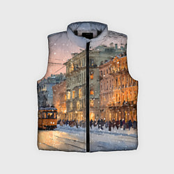 Детский жилет Зимний Санкт-Петербург, цвет: 3D-черный