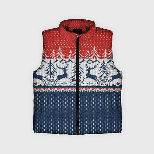 Детский жилет Вязаный узор с оленями / 3D-Черный – фото 1