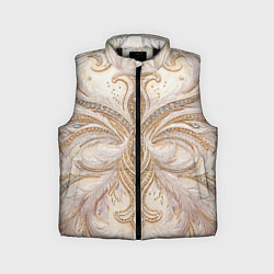 Детский жилет Перламутровый орнамент с перьями, цвет: 3D-черный
