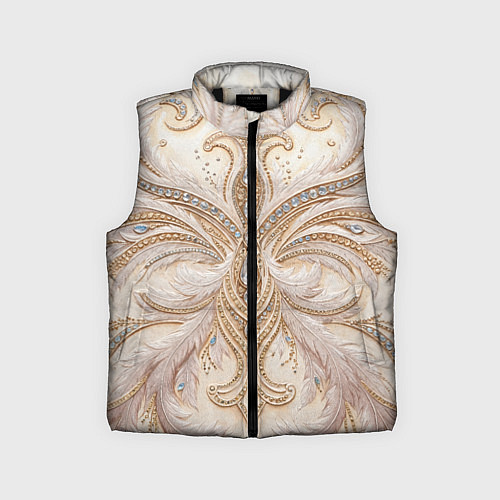 Детский жилет Перламутровый орнамент с перьями / 3D-Черный – фото 1