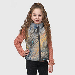 Детский жилет Синие перья с самоцветами, цвет: 3D-черный — фото 2