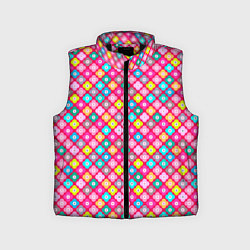 Детский жилет Разноцветный цветочный узор ретро, цвет: 3D-черный