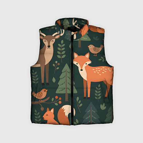 Детский жилет В лесу с животными / 3D-Черный – фото 1