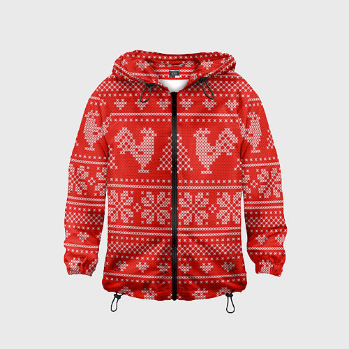 Детская ветровка Узор с петухами / 3D-Черный – фото 1