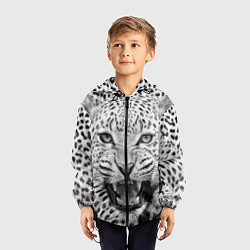 Ветровка с капюшоном детская Белый леопард, цвет: 3D-черный — фото 2