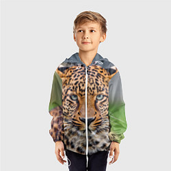 Ветровка с капюшоном детская Грустный леопард, цвет: 3D-белый — фото 2