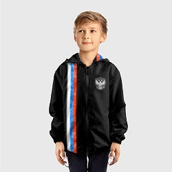 Ветровка с капюшоном детская Russia - Black collection 2023, цвет: 3D-черный — фото 2