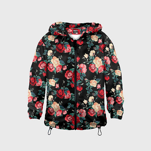 Детская ветровка Кустовые розы / 3D-Черный – фото 1